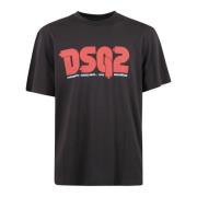 Dsquared2 Avslappnad Bomull T-shirt för Män Black, Herr