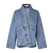 Lollys Laundry Denim Kimono Jacka Blå Blue, Dam