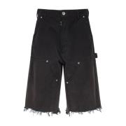 Maison Margiela Svarta Denimshorts Med Distressed Look Black, Herr