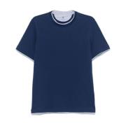 Brunello Cucinelli Lagerdesign Navy Blue T-shirt Blue, Herr