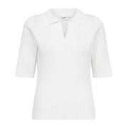 Saint Tropez Polo Pullover Stickad Is White, Dam