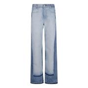 Stella McCartney Blå Två-Ton Straight-Leg Jeans Blue, Dam