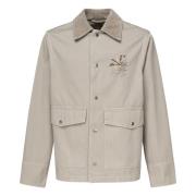 Burberry Beige Sammet Jacka med Logobroderi Beige, Herr