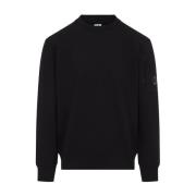 C.P. Company Svart Sweatshirt med Dragkedjeficka Black, Herr