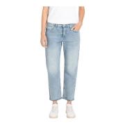 MAC Blå Straight Leg Jeans Blue, Dam