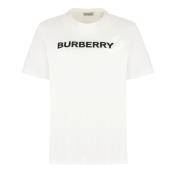 Burberry Bomull T-shirt med Kontrasterande Logotyptryck White, Dam