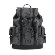 Gucci Graphite Grey Grained Leather Backpack Gray, Herr