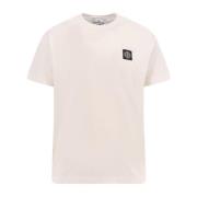 Stone Island Bomull Logo T-shirt Kort Ärm Ficka White, Herr