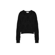 Sportmax Unik Vinterstickad Crewneck Tröja Black, Dam