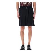 Sacai Svarta Veckade Shorts Höjer Garderob Stil Black, Herr