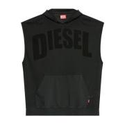 Diesel Klassisk Svart Huva Ärmlös Mesh Topp Black, Herr