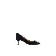 Manolo Blahnik Kristallspänne Sidensatinpumps Black, Dam