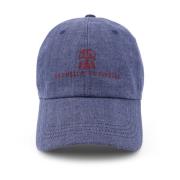 Brunello Cucinelli Linne Logotyp Hatt Justerbar Rem Blue, Herr