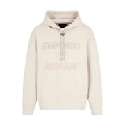 Emporio Armani Broderad huvtröja med logodetalj Beige, Herr