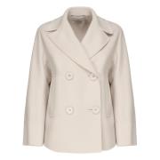 Max Mara Vit Dubbelknäppt Ulljacka Beige, Dam