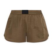 Helmut Lang Shorts med logopatch Brown, Dam