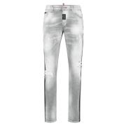 Philipp Plein Stiliga Denim Jeans för Män Gray, Herr