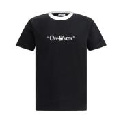 Off White Monogram Citat T-shirt med Ribbad Crew Neck Black, Herr