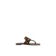 Valentino Garavani Rockstud Square Toe Thong Sandals Brown, Dam