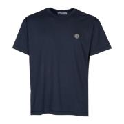 Stone Island Blå Jersey Bomull Kortärmad T-shirt Blue, Herr