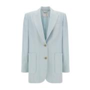 Zimmermann Kontrasterande Linne Blazer Jacka med Fickor Blue, Dam