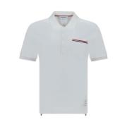 Thom Browne Klassisk Bomullspolo Skjorta med Ficka White, Herr