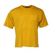 Dolce & Gabbana Mörk Gul Logo Crew Neck T-shirt Yellow, Herr