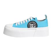 Dolce & Gabbana Canvas Logoprint Platform Sneakers Blå Vit Blue, Dam