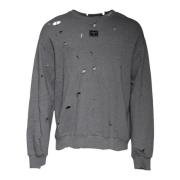 Dolce & Gabbana Grå Bomull Logo Crew Neck Tröja Gray, Herr