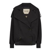 MOS MOSH Trendig Trench Bomber Jacka Svart Black, Dam