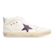 Golden Goose Glitter Star Mid-Top Sneakers White, Dam