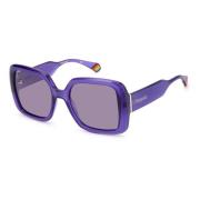 Polaroid Lila Plast Solglasgon Retro Stil Purple, Dam