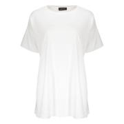 Herno Bomulls T-shirt med rund hals och dragsko White, Dam