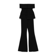 Self Portrait Svart Bardot Jumpsuit med Ficklock Black, Dam