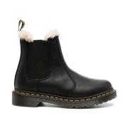 Dr. Martens Svarta Faux-Shearling Stövlar Slip-On Stil Black, Dam