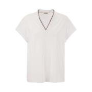 Brunello Cucinelli Avslappnad Bomull T-shirt White, Dam