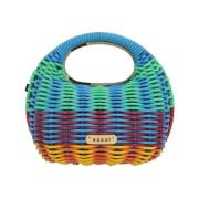 Sacai Rattan Handväska med Metalllogoplatta Multicolor, Dam