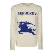 Burberry Blå Häst Stickad Tröja White, Dam