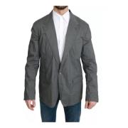 Dolce & Gabbana Slim Fit Bomullsblazer med Logodetaljer Gray, Herr