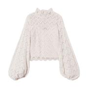 Twinset Beige Spetsblus Stilfull Sweater Beige, Dam