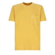 Fay Gul Crewneck T-shirt med ficka Yellow, Herr