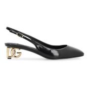 Dolce & Gabbana Metallskulpturhäl slingback pumps Black, Dam