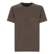 Fay Brun Crewneck T-shirt med Bröstficka Brown, Herr