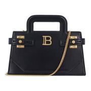 Balmain Liten Topphandtag Kalvskinn Väska Black, Dam