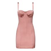 Dolce & Gabbana Rosa Satin Bustier Klänning Pink, Dam