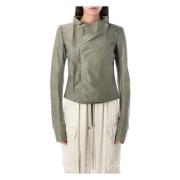 Rick Owens Celadon Låg Hals Bikerjacka Green, Dam