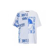 Versace Jeans Couture Vit och Blå Grafisk Tryck T-shirt White, Herr