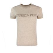 Patrizia Pepe Kortärmad Rund Hals T-shirt Beige, Dam