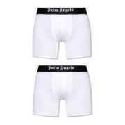 Palm Angels Tvåpack boxers med logotyp White, Herr