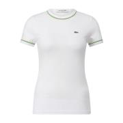 Lacoste Logo-Stick T-shirt, Slim Fit, Elastiskt Material White, Dam